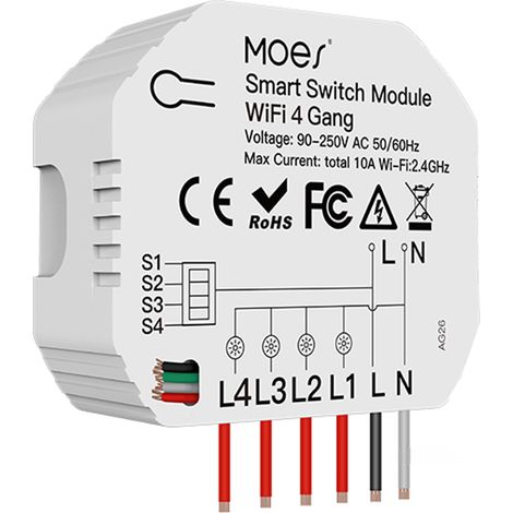 Module commutateur Wi-Fi 4 boutons interrupteur lampe intelligent commande vocale contrôle APP partage multi-user autonome DIY disjoncteur 2 voies 90-250V (1/3)