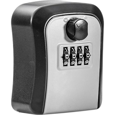 Boîte à clés murale portable pour clés de rechange, rangement de clés de sécurité en ABS avec serrure à combinaison, pour l'extérieur, gris
