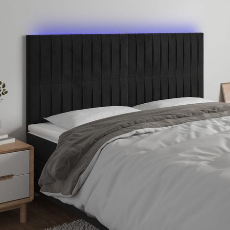 Tête de lit à LED  Panneau de lit pour Lit adult  Décoration murale Noir 160x5x118/128 cm Velours RJYKXR914999 (1/5)