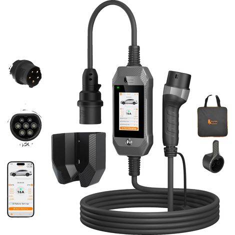 Chargeur EV, Contrôle WIFI Intelligent, Puissance de Sortie de 11kW, Gris Technique (1/2)