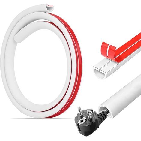 Goulotte de câbles PVC blanc flexible semi-circulaire mur plafond goulotte de câbles découpable blanche pour cacher les câbles 1 m TV bureau maison (1/5)