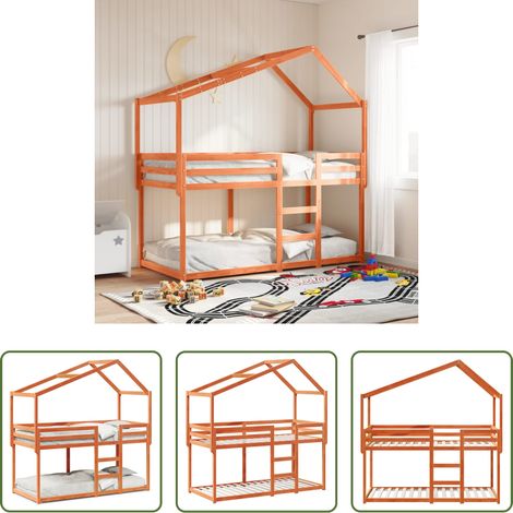 Lits superposés - Lit superposé sans matelas cire marron 80x200 cm pin massif (1/5)