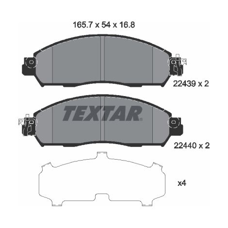 Kit de plaquettes de frein, frein à disque Textar 2243901 NISSAN D10304JA0A
