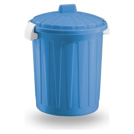 Pattumiera bidone con Coperchio Chiusura a Ganci Colore Blu 50 litri (1/2)