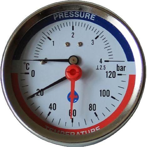 Thermomanometer 4 bar 120°C Rückseitiger Eingang 1/2”