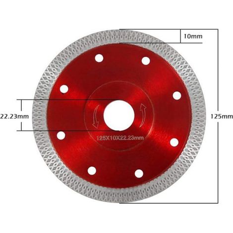 Lame diamantée 125 mm pour coupe fine humide et sèche, disque de coupe diamant professionnel pour carrelage, granit, céramique, marbre, calcaire, carrelage, bois (125 mm rouge)-AIMOONSA (1/5)