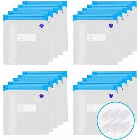 20 PCS Sac Sous-vide Réutilisables Sacs de Conservation Sacs Sous-vide Alimentaires Sac Congelation Sac Stockage pour Fruits Légumes Viande Poissons Pain avec Clip d'étanchéité 30x34cm (1/5)