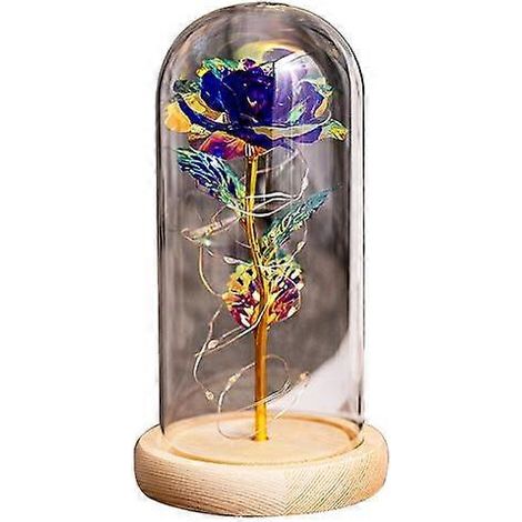 Lampe romantique et créative ornée de fleurs artificielles éternelles pour la Saint-Valentinviolet (1/5)