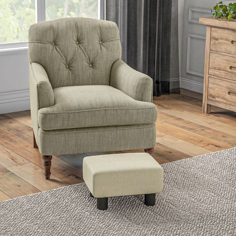 Pouf/sgabello basso in tessuto di lino, portata massima 110 kg, dimensioni 40 x 30 x 24 cm, colore beige. (1/5)