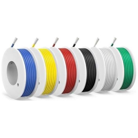 0,75mm² Fil électrique en Silicone-18AWG Fil électrique-6 Couleurs de 3 Mètres,Cuivre Étamé, Tressé, Connexions Flexibles, Isolation Haute Température (1/5)