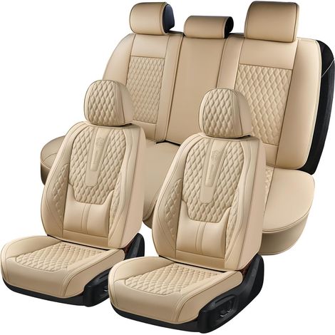 Housses de siège universelles pour Voiture, Ensembles de Housses de Protection Siège Voiture Avant 2 pièces, Cuir PU imperméable Housses Siège aux berlines SUV Pick-ups B8839 Seat (1/5)