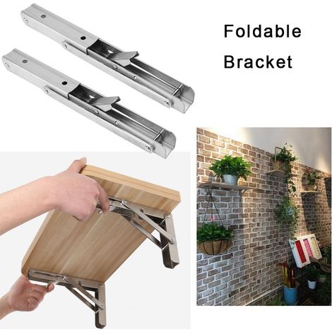 2 pièces étriers de table rabattables triangulaires inox 10 pouces support d'étagère mural (1/5)