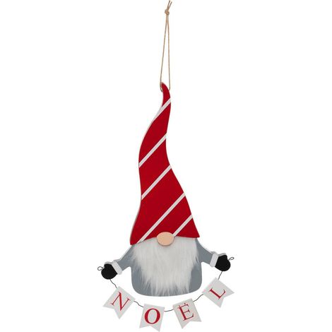 Gnomo di legno con barba di natale h.31cm - Feeric lights & christmas
