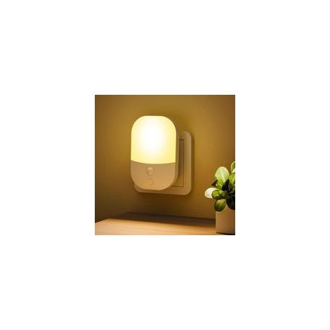[Lot de 1] Veilleuse avec Capteur de Crépuscule, 5 Niveaux de Luminosité, ON/OFF/AUTO Mode d'Eclairage, Blanche Chaude Veilleuse Enfant pour Couloirs, Escaliers, Chambres, Cuisines, Salons, 0,3W (1/5)