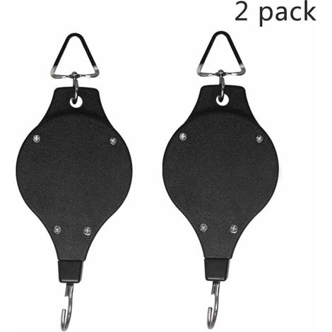 Pulley Pour Plantes - Système Rétractable En Acier Et Nylon - Pour Paniers Suspendus Jardin Pot À Fleurs Ou Distributeur D’Oiseaux - Charge Max 10 Kg - Lot De 2 (1/4)