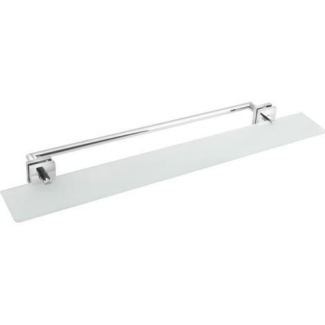 Sapho X-SQUARE - Étagère avec porte-serviettes, longueur 80 cm, verre au lait/chrome XQ458 (1/4)