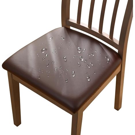 Ensemble de 4/6 housses de chaise en PU, revêtements de siège extensibles en cuir, imperméables, détachables et lavables - Housses de chaise de salle à manger pour salle à manger, cuisine (1/5)