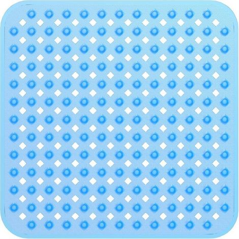 Square shower mats, non-slip bath mats with suction cup safety bathroom mat, antibacterial rubber children's shower mat with drainage holes, 53 x 53 cm