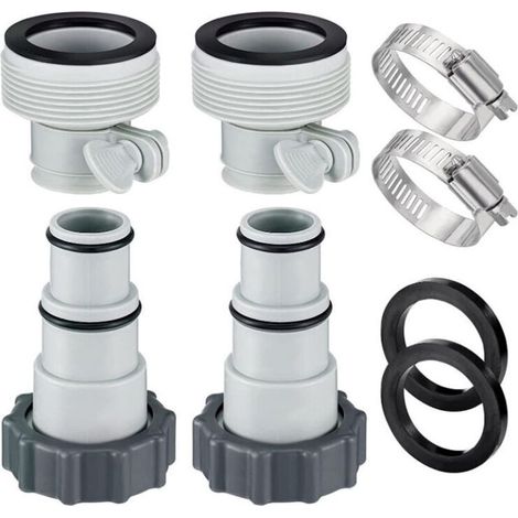 Adaptateur Tuyau Piscine, 8 Pièce Adaptateur de Tuyau de Piscine, Adaptateur Pompe 32 et 38 mm (1/4)