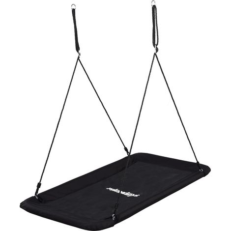 Balançoire nid Relaxdays, rectangulaire, enfants & adultes, 150 kg, multi-enfants, extérieur, 150 x 80 cm, noire (1/5)
