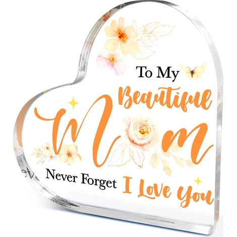 Plaque acrylique cœur décoratif à poser bureau, souvenir famille amis, cadeau élégant（10 cm) (1/4)
