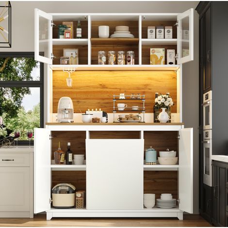 Mobile cucina con LED e ante acriliche 120x40x180 cm OKMYHOME (1/5)