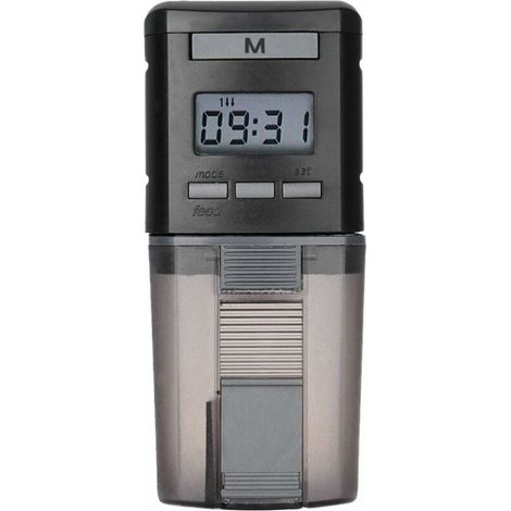 1 distributeur automatique de nourriture pour poissons d'aquarium, minuterie programmable, 4 repas/jour, compatible granulés/flocons, piles AA (1/5)