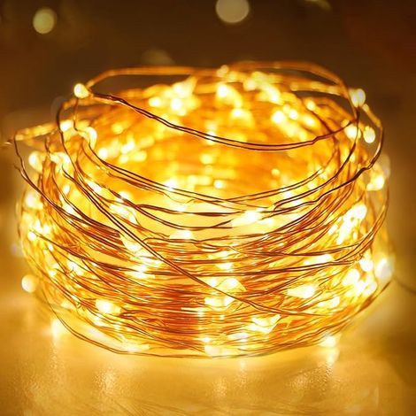 litogo Lot de 1 Petite Guirlande Lumineuse à Pile avec Minuteur, 3M 30 LED Fil Cuivre Fairy Lights, Guirlande LED à Pile (Piles AA) Pour Fête, Noël, Halloween, Mariage, Décoration, Blanc Chaud (1/5)