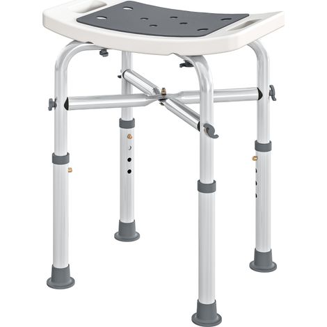 Tabouret/chaise de douche – Siège rembourré réglable, pieds antidérapants à ventouses, gris convient aux personnes âgées à mobilité réduite. (1/5)