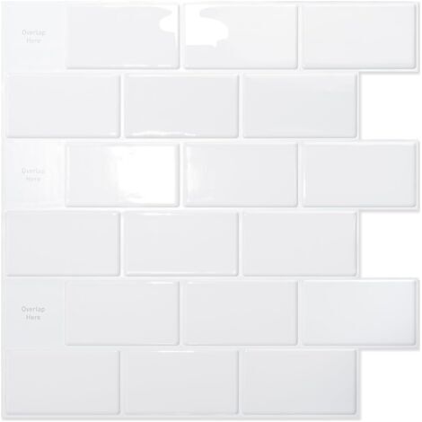 BUNTHAUS 30 x 30 cm  Blanc  Lot de 20 Crédence Adhésive Cuisine Salle de bains,autocollants pour carrelage en céramique