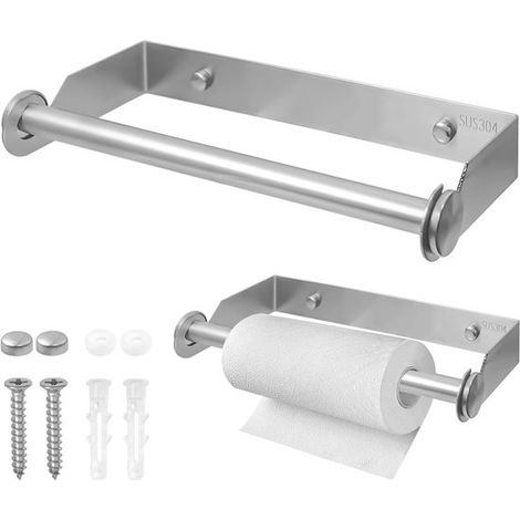 Porta rotolo da cucina a parete, ripiano per carta in acciaio inox per uso domestico, 28 cm (1/5)