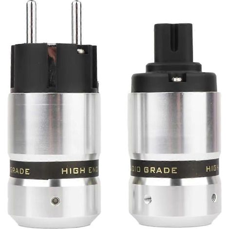 Prise mâle Schuko plaquée rhodium + prise femelle IEC C7, prise UE (1/5)