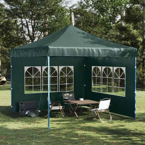 Lot de 2 Paroi de tente de réception - Accessoire pour tente et tonnelle avec fenêtre PE Vert BV595264 - BonneVie