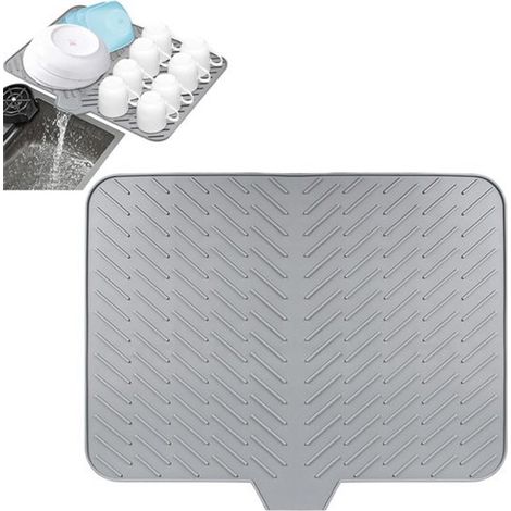 Alfombrilla antideslizante de silicona gris de 23 x 17 pulgadas para lavavajillas y escurridor de bar. (1/5)