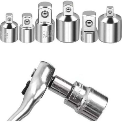 Adaptateur de douille, adaptateur de cliquet 6 pièces, jeu d'adaptateurs 1/4" à 3/8", 3/8" à 1/4", 3/8" à 1/2", 1/2" à 3/8", 1/2" à 1/4", 1/4" à 1/2", adaptateurs réducteurs pour embouts (1/4)