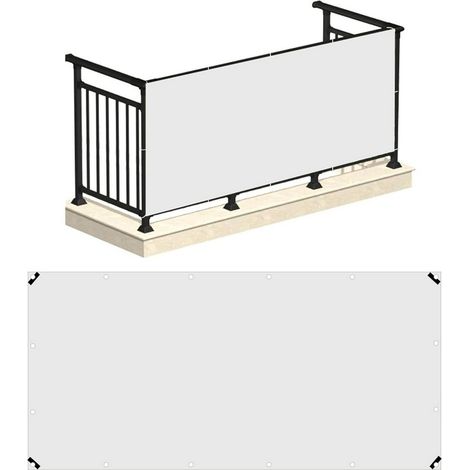 Telo Copertura Frangivista in PVC con Occhielli per Ringhiera e Balcone 90cm x 6mt - BIANCO (1/4)