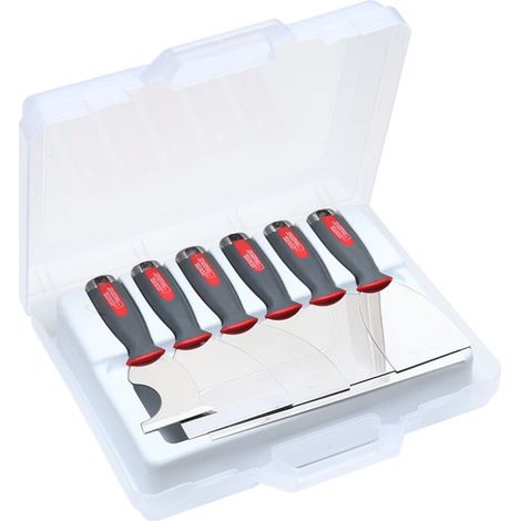L'Outil Parfait – Mallette de 6 couteaux à enduire 8-25 cm – Lame acier pour finition précise – Kit complet pour lissage et joints plaques de plâtre