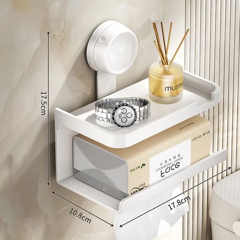 Boîte à papier toilette à ventouses (double couche blanche), porte-rouleau de papier toilette, rangement pour rouleaux de papier essuie-tout, rangement pour tubes de papier toilette, fixation murale s (1/5)