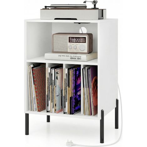 COSTWAY Vinyl Record Player Stand Turntable Stand w/Charging Station (1/5)