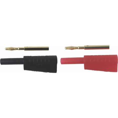 Fiche banane 2mm RS PRO Noir, Rouge Mâle 10A 30 V ac, 60 V dc ( Prix pour 1 paire )