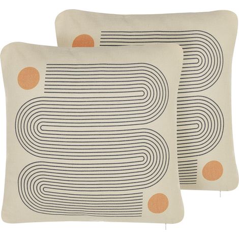 Dekokissen 2er Set CALIBRACHOA 45 x 45 cm Weiß Geometrisches Muster