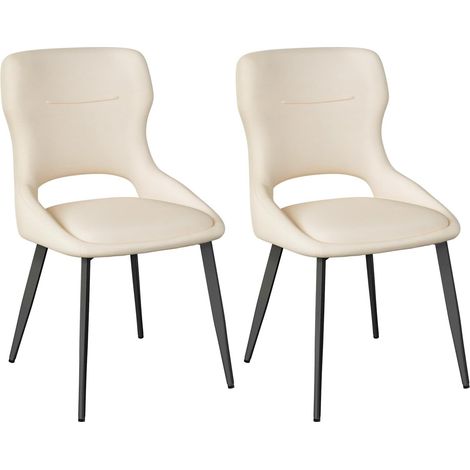 WOLTU Lot de 2 Chaises de Salle à Manger, Chaise avec Pieds en Métal, Recouvert de Chenille, Siège Rembourré d'Éponge, Crème Blanc (1/5)