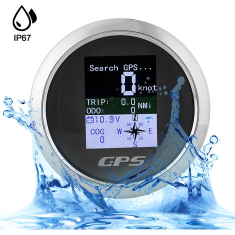 Compteur de vitesse GPS 85 mm pour voiture, bateau, ingénieur, en acier inoxydable, étanche, numérique, cadran noir (1/5)