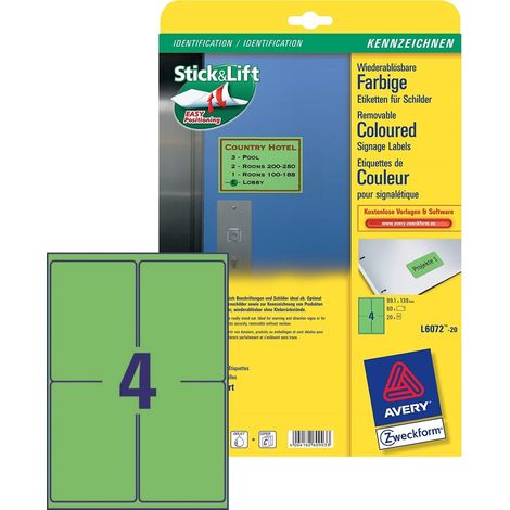 Etiketten Wiederablösbar 99,1x139mm Grün 80x Stück (1/5)