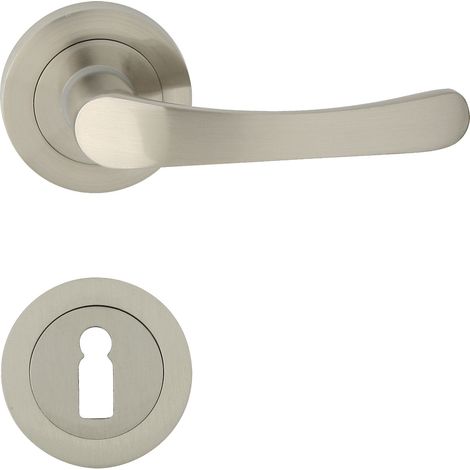 DOMINO Poignée de porte NOVA R M9 BB Poignée avec rosace BB pour clé Nickel (1/5)
