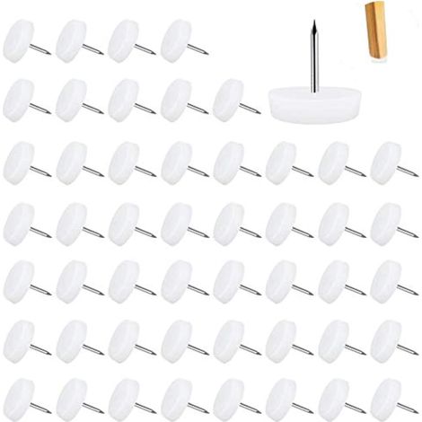 50 pièces clous coulissants pour meubles, patins coulissants avec clous, patins pour meubles, ronds, diamètre 17 mm, protègent les pieds de chaise et de table