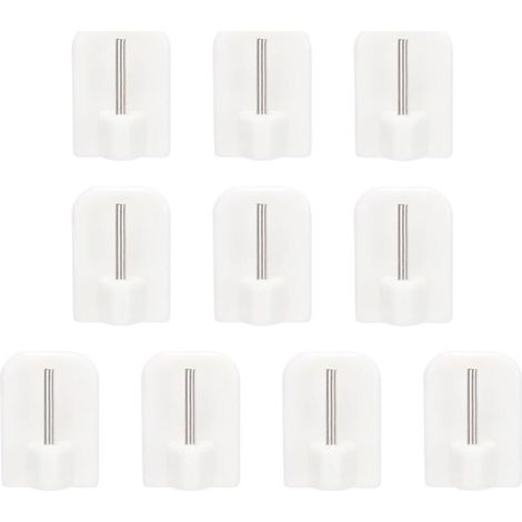 10 Pcs Blanc Crochet Rideau - Crochets Auto-adhésifs en Plastique Crochets Autocollant sans Percage Crochets Tringle Rideau pour Salle de Bain, Chambre à Coucher, Cuisine
