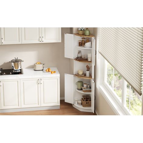 Mueble esquinero alto con almacenaje vintage blanco OKMYHOME (1/5)