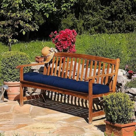 Coussin de banc de jardin, 130 x 50 cm, doux et antidérapant pour banc de jardin ou balancelle, Bleu (1/4)