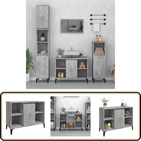 Waschbeckenunterschrank Betongrau 80x33x60 cm Holzwerkstoff - Waschbeckenunterschrank - Badezimmermöbel - Betongrau - Holzwerkstoff - Spiegelschrank